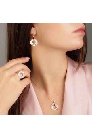 Altın Takı Seti 3lü Halka Triacolor T8470 Renkli