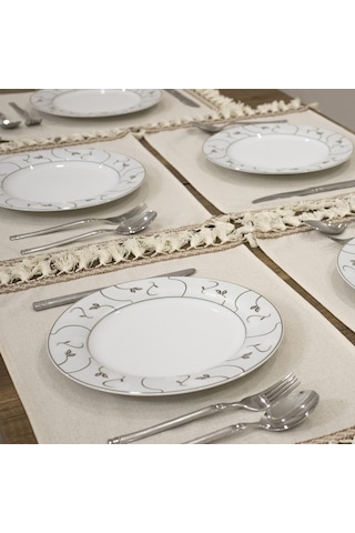 Dnc Home Tekstil Ndchome 6lı Keten Amerikan Servis Seti 35x55 Krem