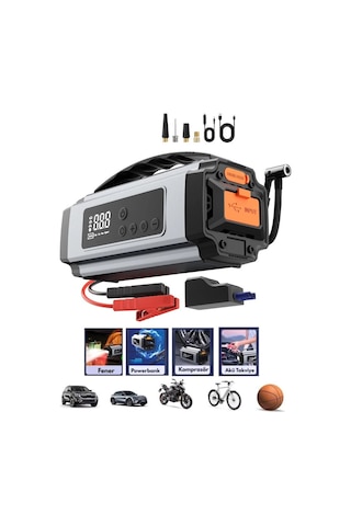 Yage Yg-898 Çok Fonksiyonlu Oto Ve Araç Takviye Set Taşınabilir 120w Fener Pusula Dijital Ekran Cob
