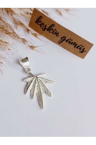 Gümüş Marihuana Yaprak Tasarım Erkek Kolye Ucu