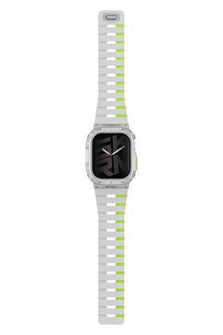 Watch 10 Serisi 42mm Skinarma Nightglow Atom Tpu Kasa Koruyucu Ve Gemini Silikon Kordon Gri-yeşil Gri - Yeşil
