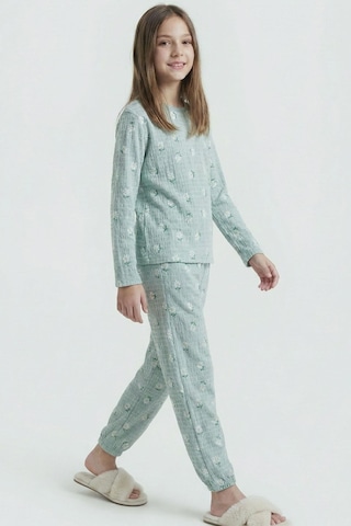 Breeze Kız Çocuk Pijama Takımı Papatya Desenli 9-12 Yaş, Su Yeşili Su Yeşili