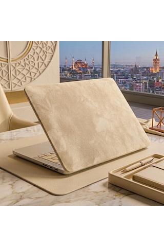 Kendinden Yapışkanlı Alcantara Laptop Kaplama 48x30 Cm Süet Doku Arka Kapak Çizilme Önleyici Koruyucu Skin 023 - Mat Krem