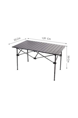 Sportaj Taşınabilir Kamp Masası Alüminyum Gövde Kolay Kurulum 120x55x50cm Siyah