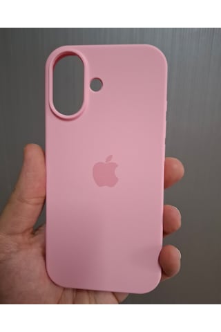 Apple Uyumlu iPhone 17 Logolu İçi Kadife Silikon Lansman Kılıf Pembe