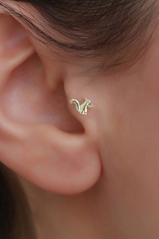 14 Ayar Altın Sincap Tragus Piercing Sarı