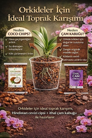 Orkide Toprağı - Orkide Kurtaran Orkide Besini Avantaj Seti 1 Litre İthal Çam 1 Litre Coco Cips Diğer