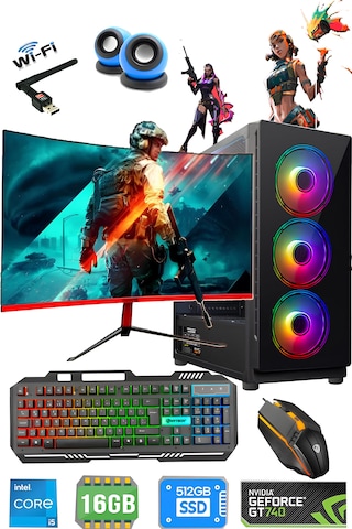 Teknocity TX59 i5-7400 16 GB 512 GB SSD GT740 23.6" W10P Masaüstü Oyuncu Bilgisayarı