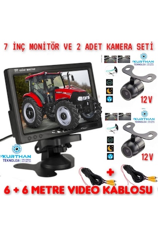 Traktör Biçerdöver İş Makinası 7İnç Monitör 2 Adet Kamera Sistemi