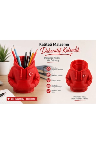 Polar Kalemlik , Türk Bayraklı Polar Masa Üstü Kalemlik , Polar Kıyafet Görünümlü Masaüstü Kalemlik Çok Renkli