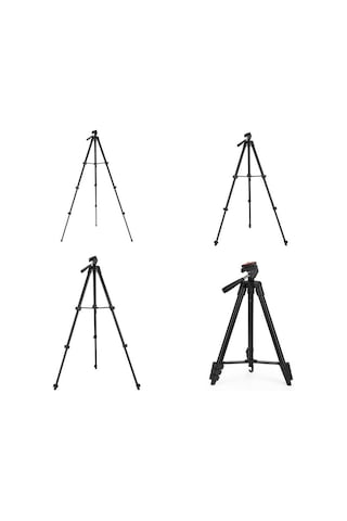 Jmary KP-2205 Tripod 134 cm Uzunluk 3 Kademeli Oynar Başlık Profesyonel - ZORE-262641 Siyah