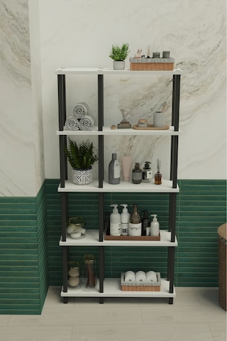 Terada 5 Katlı Banyo Düzenleyici Çok Raflı Banyo Organizeri Çok Amaçlı Banyo Düzenleyici - Beyaz Beyaz