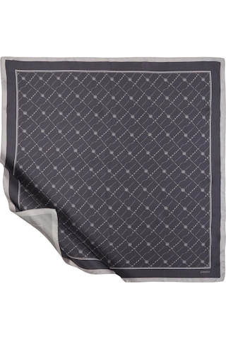 İpekevi Twill İpek Eşarp - Monogram - Antrasit - Kahve Gold