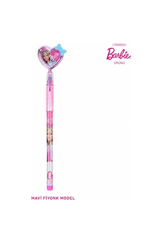 Bakgelal Barbie Lisanslı Silgili Geçmeli Kalem Kalp Başlıklı Figürlü Çocuk Okul Kalemi - 9053880899579 124-Pembe