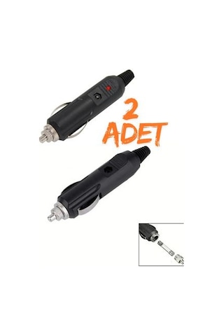 2 Adet Led Işıklı 12 Volt Sigortlalı Seyyar Motorsiklet Otomobil Araç Çakmaklık Fişi Soketi