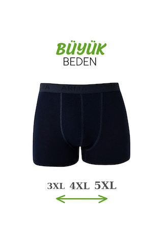 Arma Yıldız Bambu Erkek Büyük Beden Boxer Lacivert 10'lu Paket-lacivert
