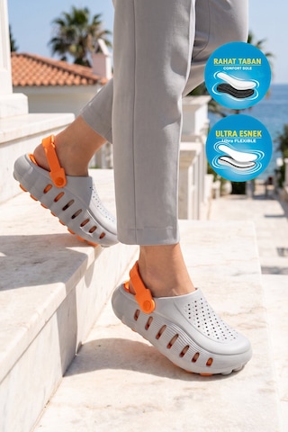 Twingo Buz-turuncu Eva Hafif Rahat Yumuşak Taban Unisex Sabo Terlik Havuz Bahçe Terliği 2504 Çok Renkli