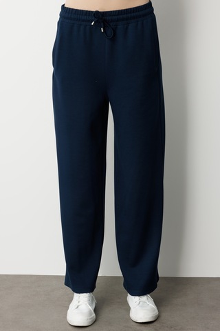 Mizalle Lastikli Yumuşak Dokulu İndigo Mavi Jogger Pantolon Indigo