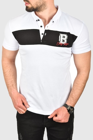 Deepsea Erkek Beyaz Slim Fit Nefes Alan Pamuklu Kumaş Dar Kesim Kıvrılmaz Yaka Polo Yaka Tişört 2503019 Beyaz