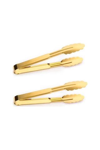 Suofeng 2 Adet 9 İnç Altın Paslanmaz Çelik Anti-kayma Mutfak Kelepçesi - Barbekü, Buffet, Salata, Ekmek, Buz, Fritöz, Fırın Uygun Altın