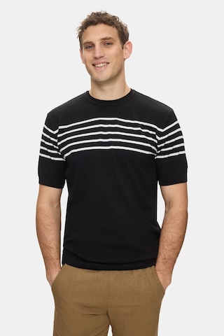 Ucla Kendrıck Siyah Çizgili Bisiklet Yaka Triko Nakışlı Standard Fit Erkek Tshirt