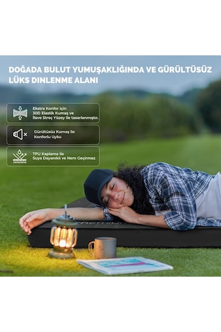 Kingcamp Premium Single Şişme Mat R-değeri 7.5 Siyah