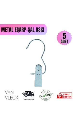 5 Li Metal Tek Mandallı Askı Eşarp, Şal, Kravat Ve Havlu Askısı