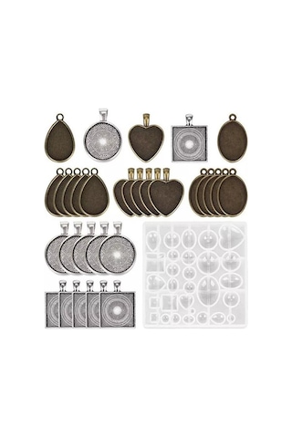 Novahub 31 Parça Renkli Silikon Reçine Kalıpları, Kolye Takı Kalıpları, Dıy Takı Yapımı Kit, Kristal El Sanatları Çok Renkli