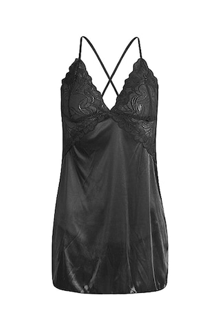 Dolıty Kadın Babydoll İç Giyim Dantel Askılı Pijama T-sırt Siyah Xl Siyah