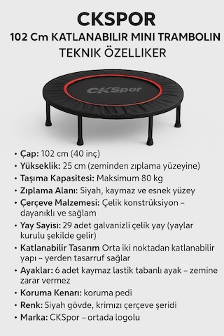 Ckspor 102 Cm 40 İnç Trambolin Katlanabilir Trambolin