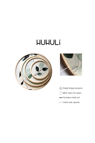 Ahşap Çerçeveli Modern 4'lü Yuvarlak Tablo Seti Huhu420