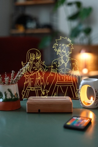 Fairy Tail Gray - Juvia Gruvia 16 Renk Kumandalı 3d Gece Lambası