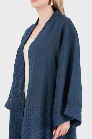 Via Dante % 100 Keten Brode İşlemeli Kimono Bayan Kimono 69912196 İndigo