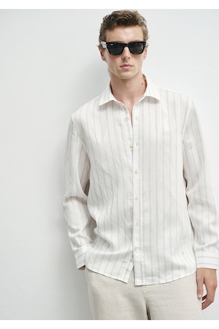 Mavi - Bej Tencel Tm Lyosel Gömlek 0211618-70321 Kahverengi