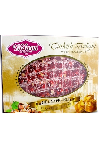 Yıldırım Şekerleme Gül Yapraklı Çifte Kavrulmuş Fındıklı Gül Lokumu 300 G