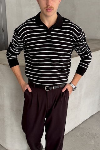 Erkek Pamuklu Polo Yaka Oversize Triko Kazak Beyaz