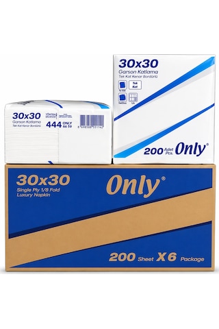 Only Garson Katlama Peçete 200'lü 6 Paket 30 x 30 CM