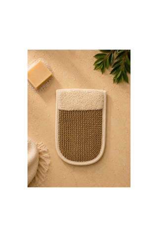 Doğal Sisal & Pamuk Örme Banyo Eldiveni 20x16 Cm Çift Taraflı Peeling Ve Banyo Lifi - 901046031