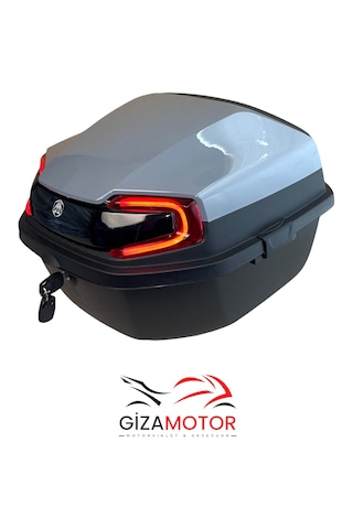 Işıklı + Sırt Dayamalı 33 Litre Motosiklet Çantası Koyu Nardo Gri
