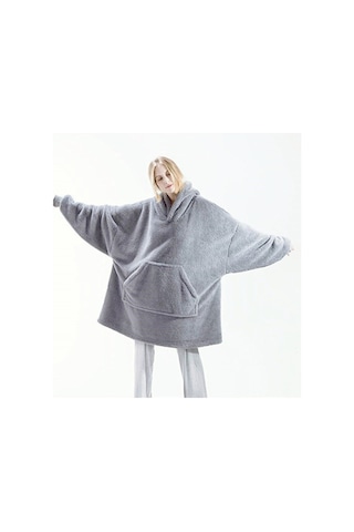 Mulberry Wellsoft Kapşonlu Giyilebilir Tv Battaniyesi Unise x Over Size - Gri