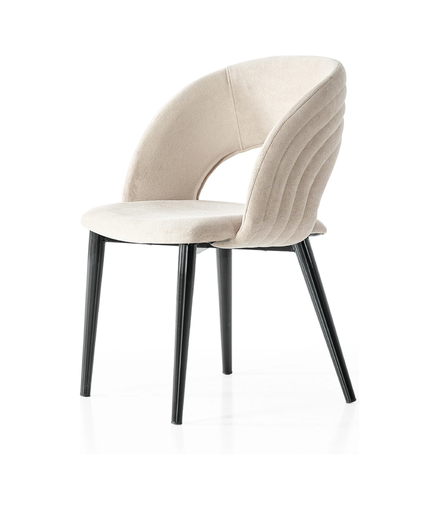 Dengema Mostar S88 Sandalye Krem Tiesto Polyester , Siyah Metal Ayak Krem - Siyah Ayak