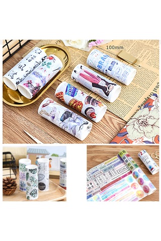 Springsun Sevimli 100mm Renkli Washi Bant - Dıy El Sanatları, Albüm, Ajanda Ve Dekorasyon İçin Dekoratif Maskeleme Bandı
