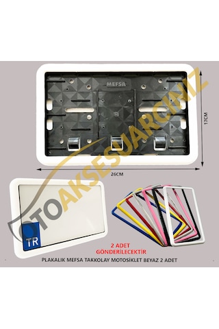 Plakalık Plastik Tak Kolay Motor Motosiklet Beyaz Çerçeveli 2 Ad