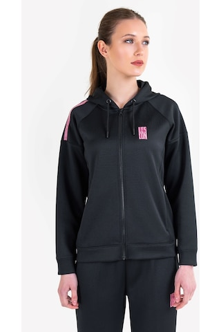 Lescon Siyah Kadın Fermuarlı Kapüşonlu Sweatshirt 23n-2128