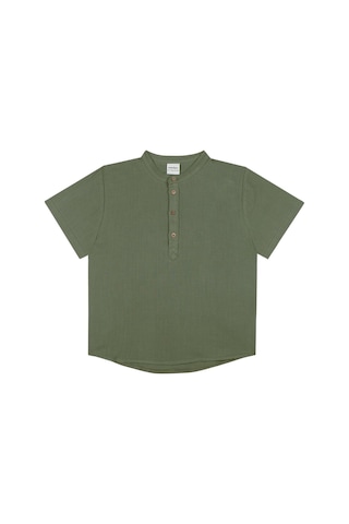 Antebies Yeşil Müslin Kısa Kollu Tshirt Bağlamalı Kordonlu Şort Dokuma Erkek Çocuk Takım