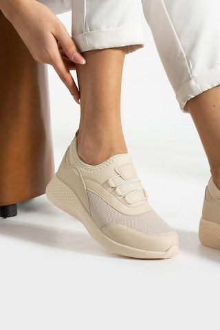 Bej Anatomik Esnek Taban Slip-on Spor Ayakkabı Günlük Sneaker Bej