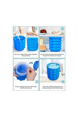 Didadodo Silikon Küp Kalıp Mavi Buz Kovası 2'li Set Büyük, Buzluk Mavi Mavi