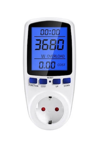 Tograt - Dijital Wattmetre - Priz Tipi - Elektrik Tüketimi Ölçer - 220v 16a 3680w - Işıklı Lcd Ekran
