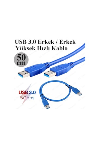 BK Teknoloji Yüksek Hızlı USB 3.0 Erkek-Erkek Data Kablosu 50 CM