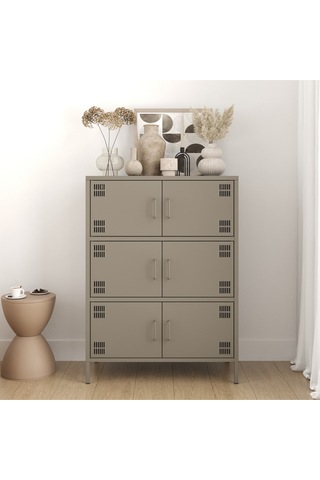 Pera Metal Çok Gözlü Dolap, 6 Kapaklı 80,50 X 40 X 109,50 Cm Ral 7039 Acıbadem Antrasit